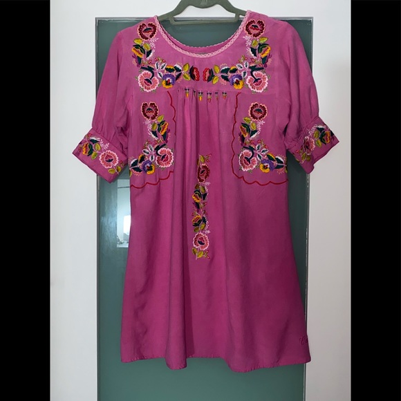 CATCH A FIRE Bob Marley Pink Embroidered Dress SM - Picture 2 of 11